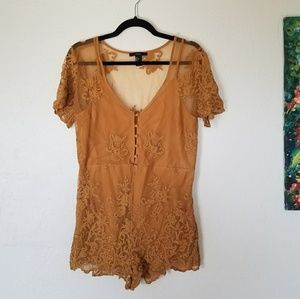 Embroidered gold romper